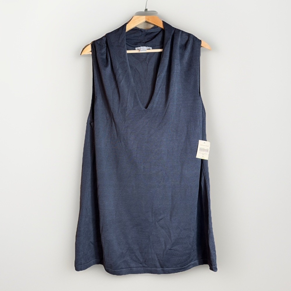 Coldwater Creek Flute Neck Silk Blend‎ Sweater Shell Size 1X NWT Charcoal Gray